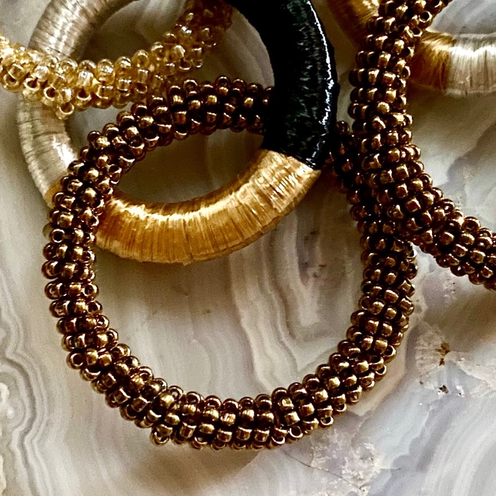 NWT Deepa Gurnani Triple Hoop Beaded Chandeliers - Picture 11 of 11